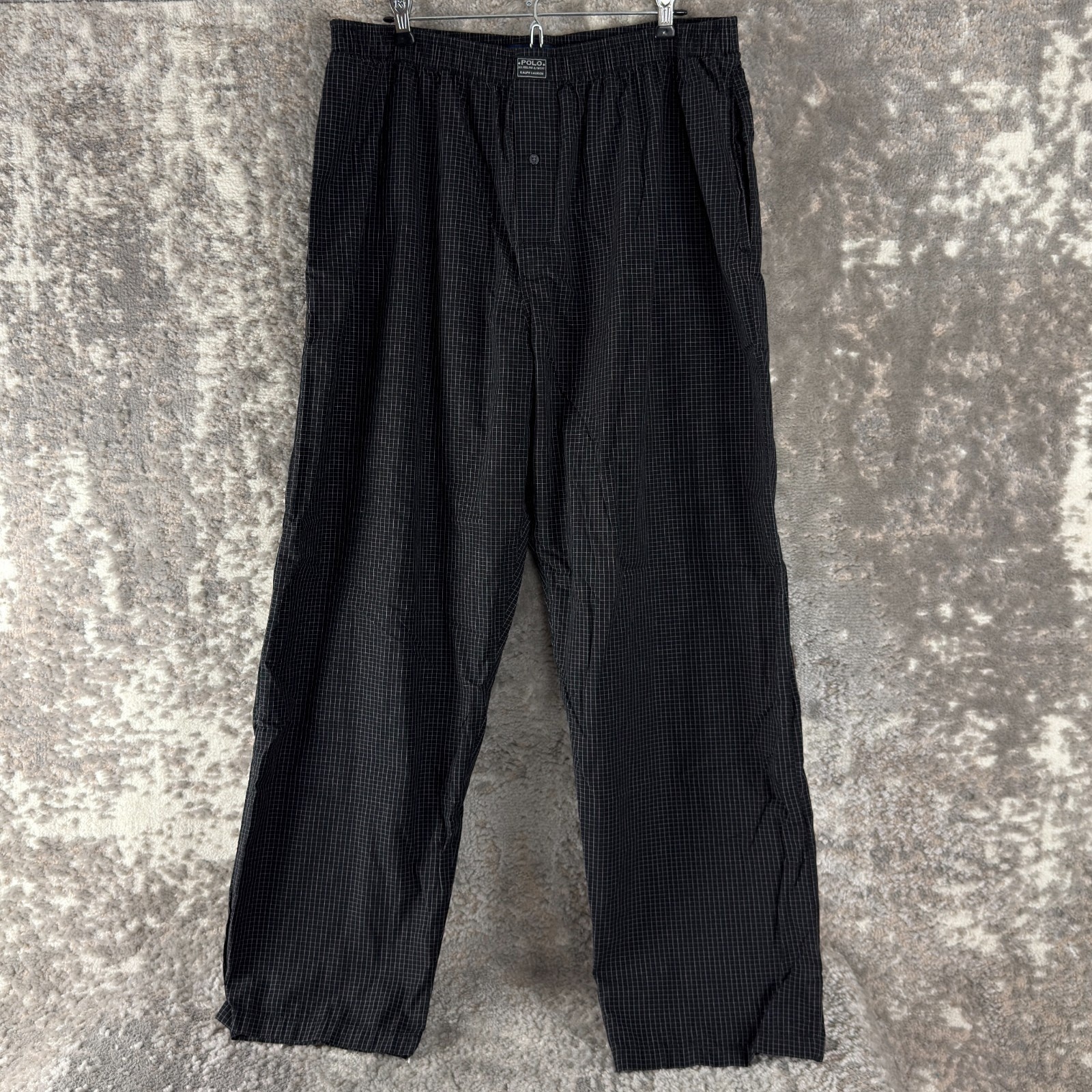 Polo Ralph Lauren Size XL Checker Straight Leg Casual Elastic Waist Pants Black