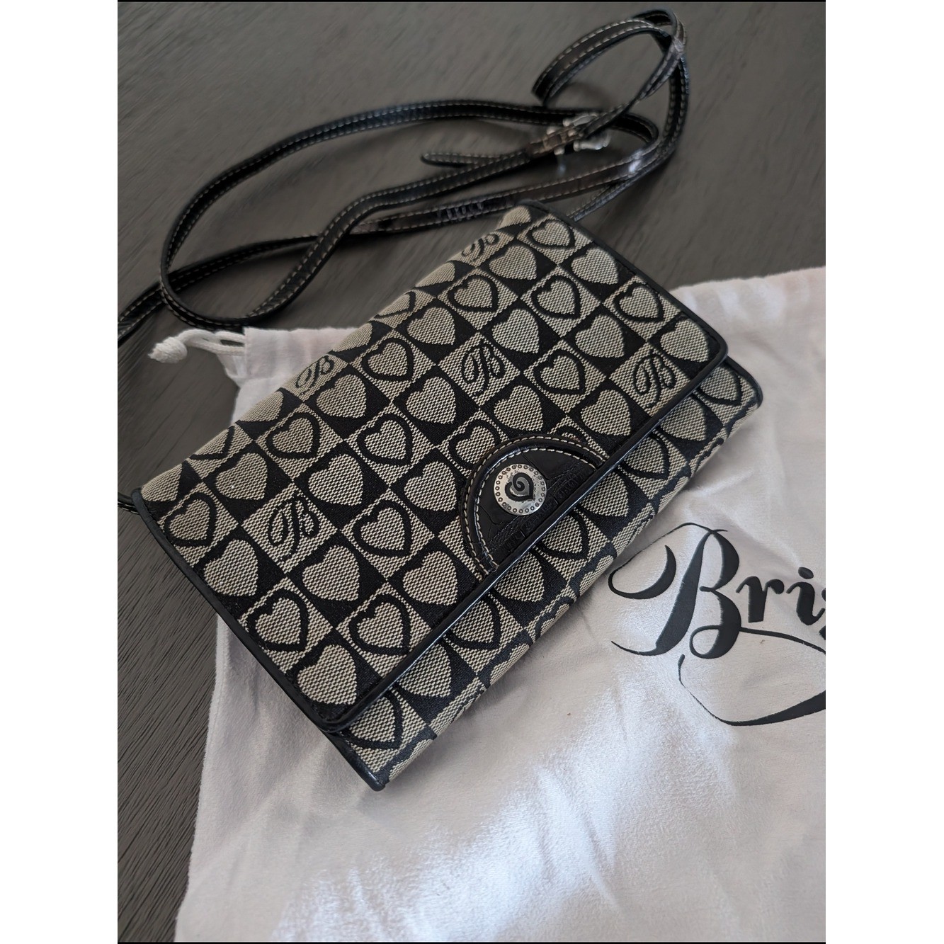 Brighton B & Hearts Crossbody Organizer Wallet Purse