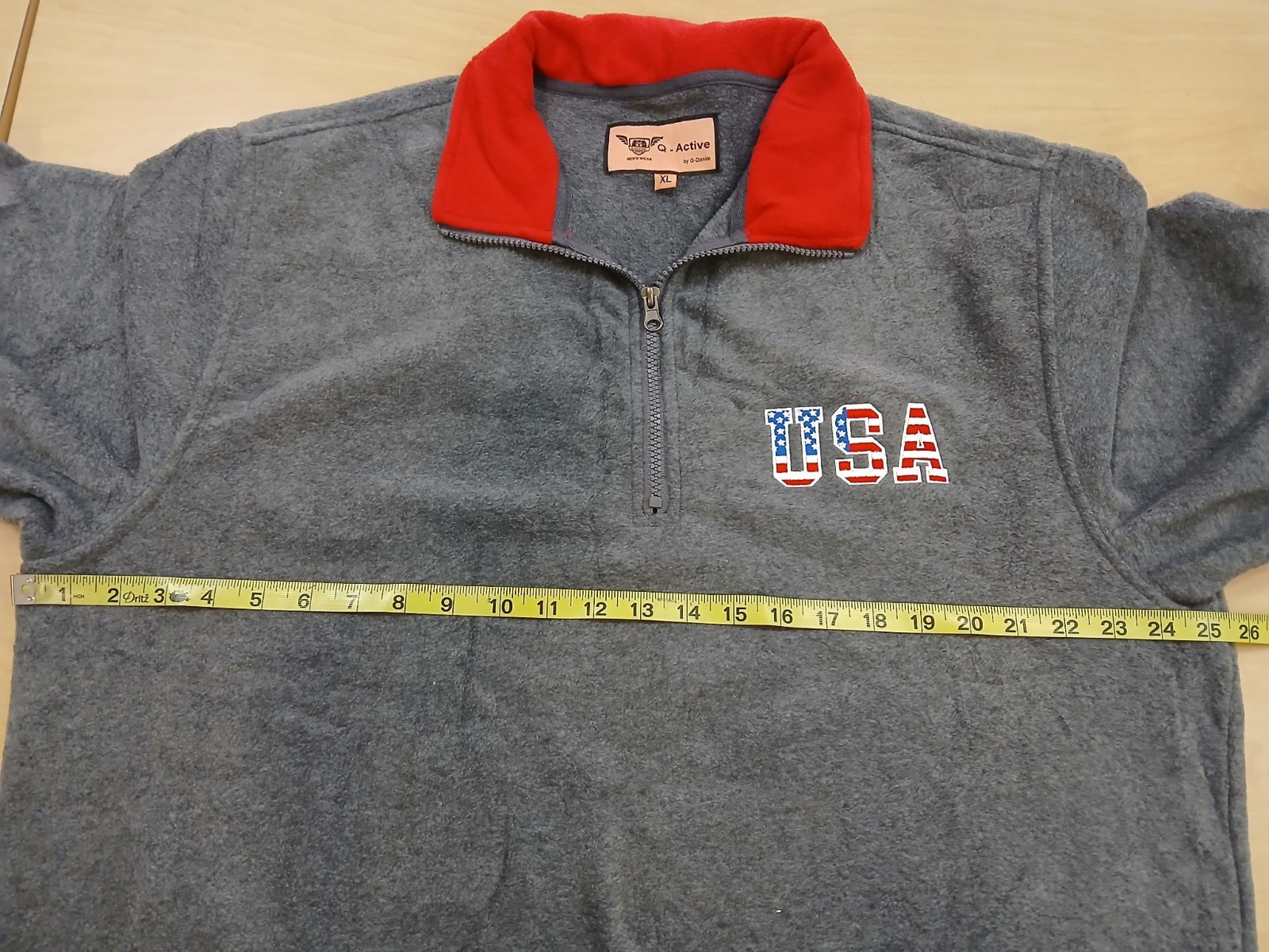 Men’s USA 1/4 Zip Thermal Fleece Pullover Long Sleeve Embroidered Sweatshirt