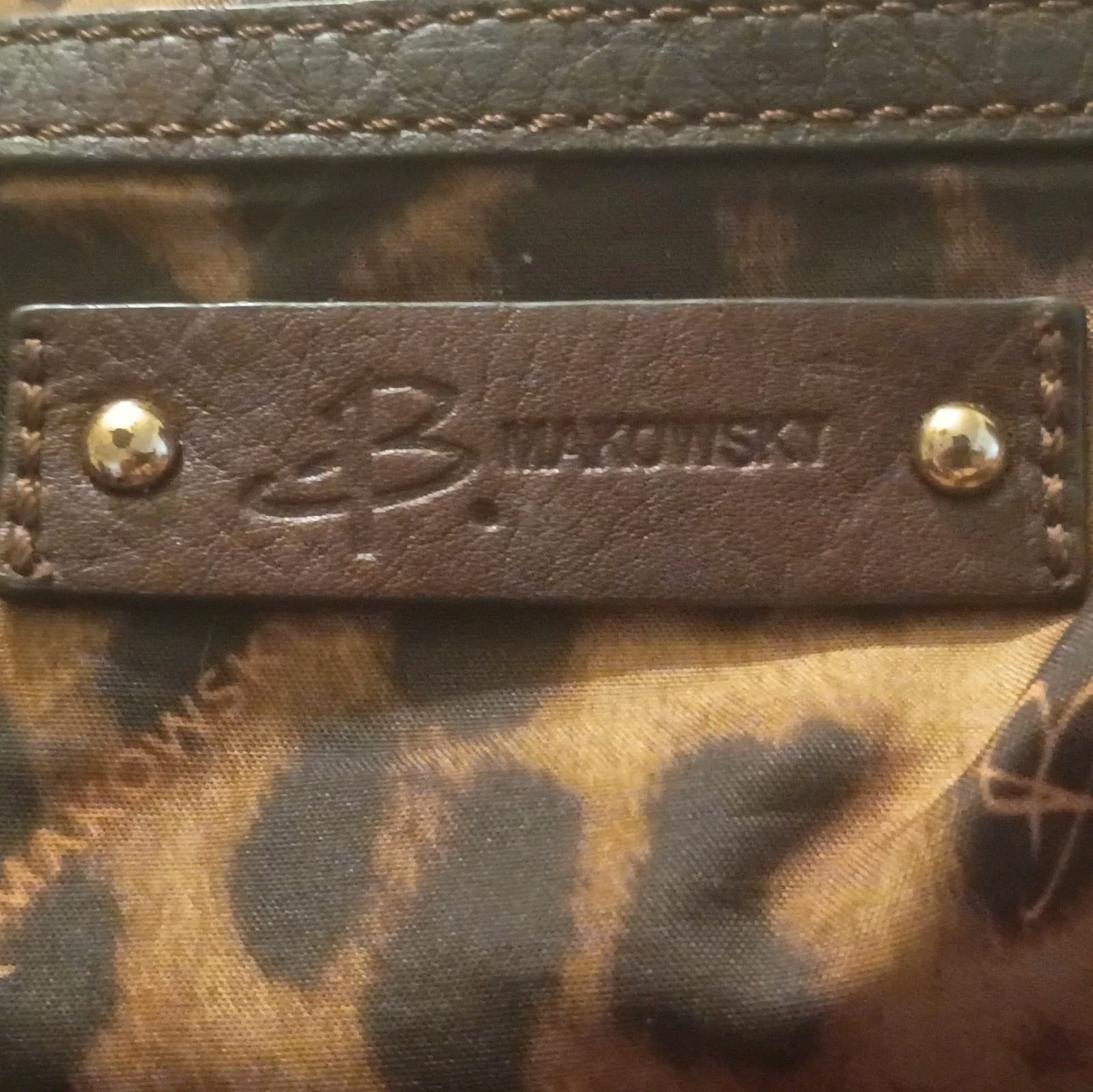 B. Makowsky Brown Women’s Solid Shoulder Bag Silver Hardware Buckle Accent