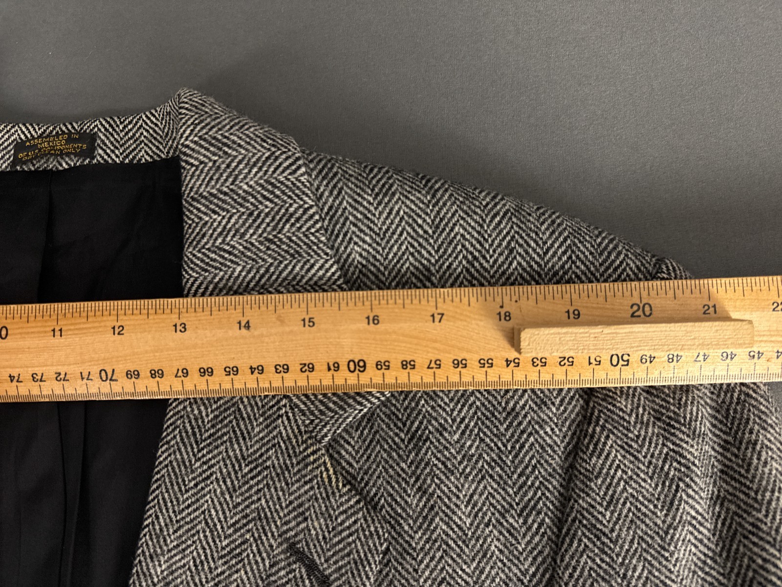 Deansgate Herringbone Blazer 46L Grey Wool Jacket Smart Vintage Tailoring