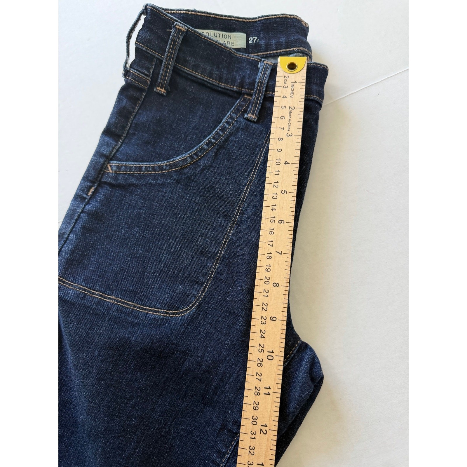 GAP Womens Size 27 High Rise Resolution Skinny Flare Jeans ark Wash Side ZIpper