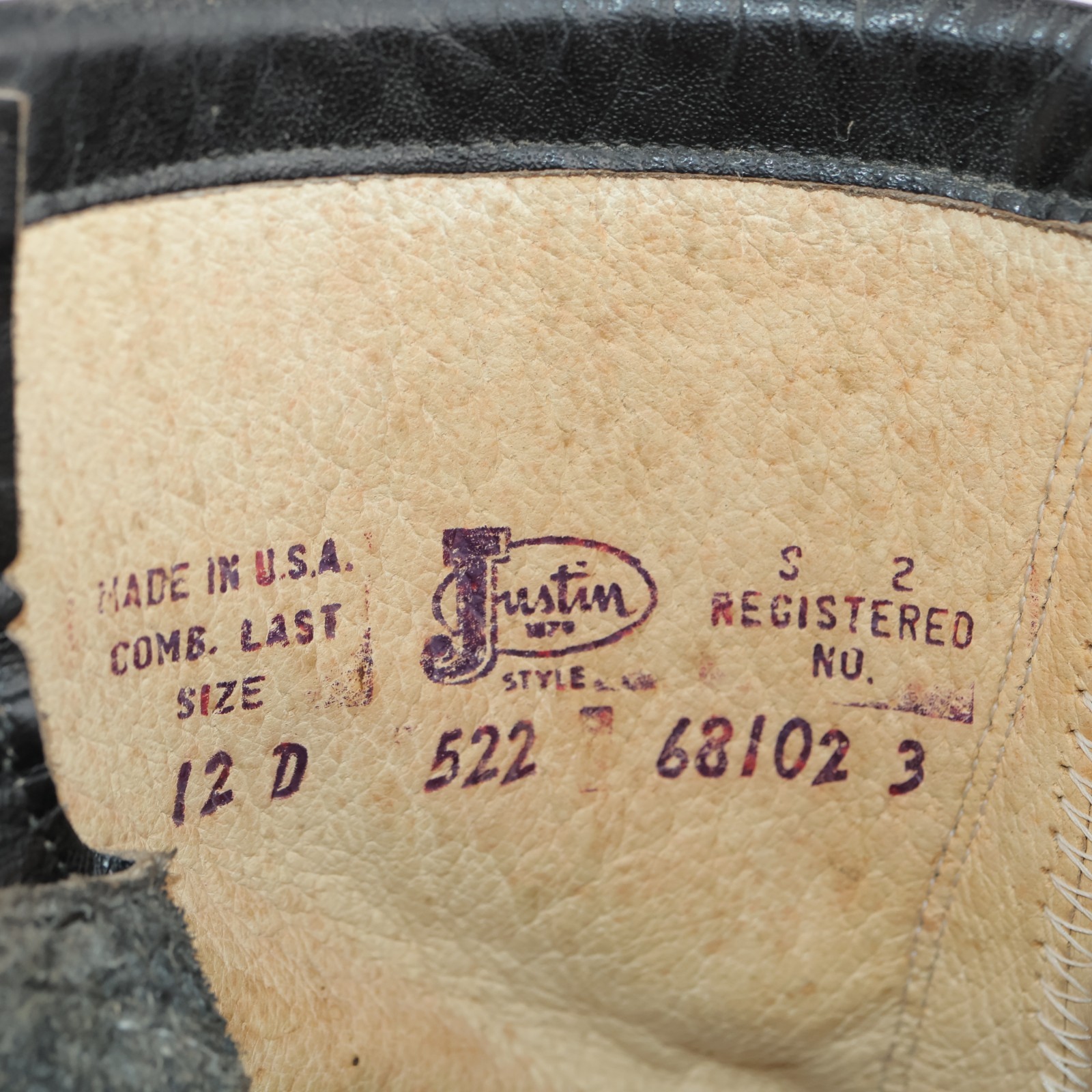 VTG Justin Mens Bullhide Western Roper Boots Size 12 D Black Leather Kiltie USA