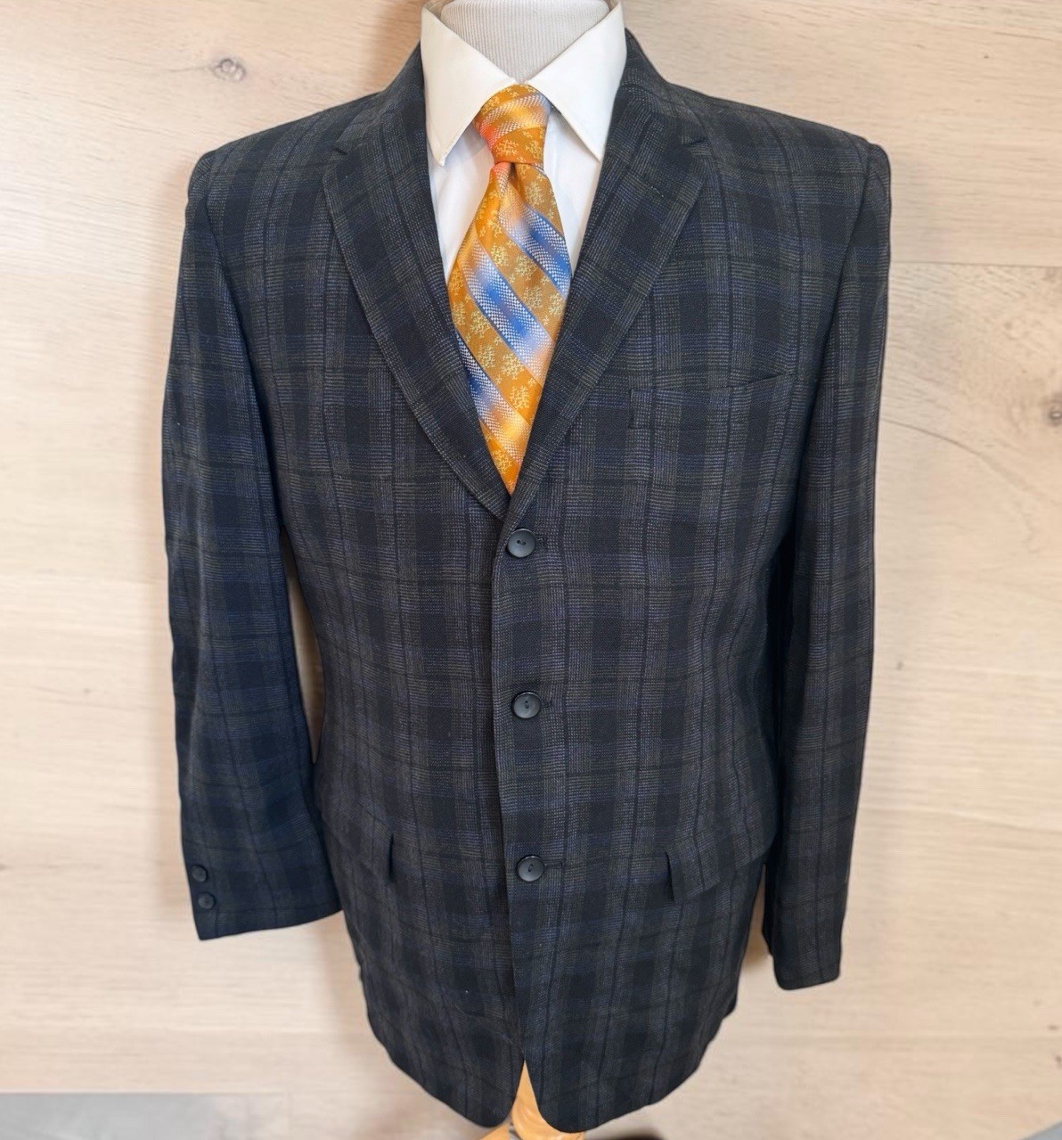 Sears Sportswear Vintage Gray Plaid Blazer Jacket Sport Coat USA Union Made 40R