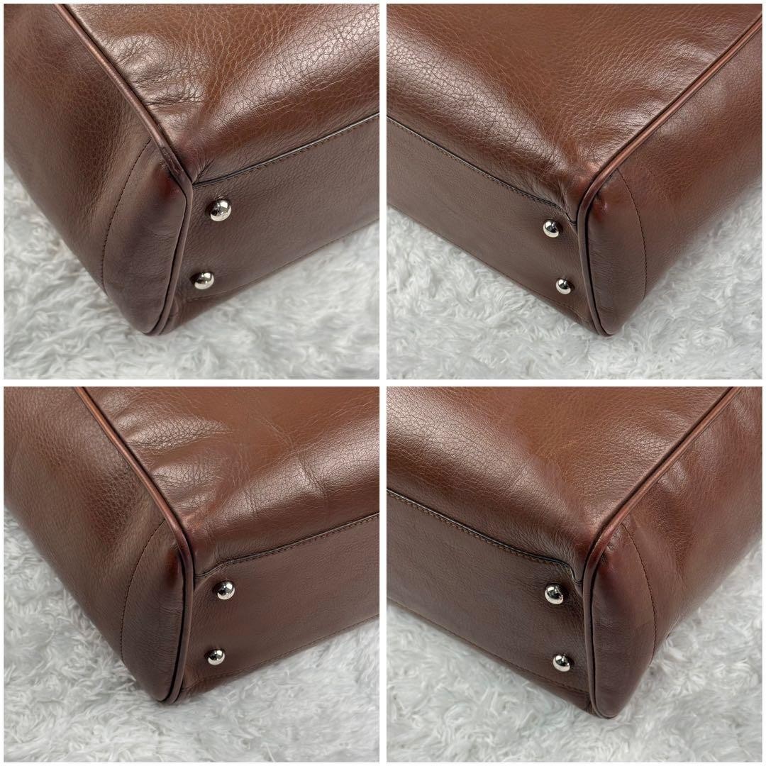 LOEWE Heritage Logodon Shoulder Tote Bag Leather Brown Classic Style