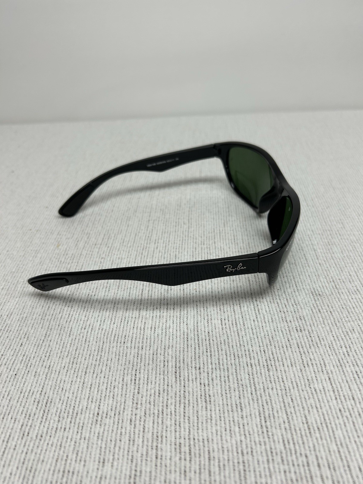 Ray-Ban RB4188 Wrap Sunglasses Black Plastic Frame Green Tinted Glass Lenses