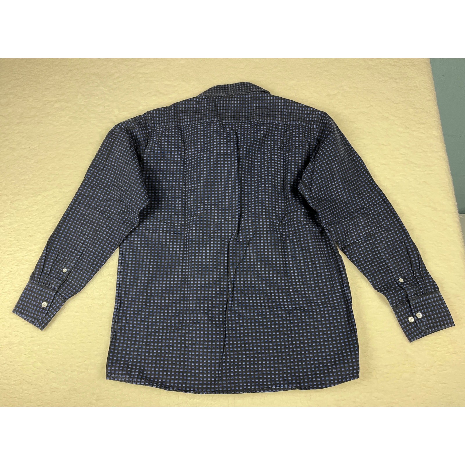 John Miller Mens Executive Active Tailored Cut Long Sleeve Blue Check 41 16 1/4