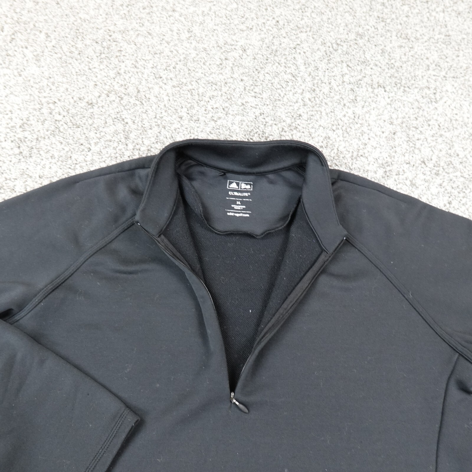 Adidas Sweatshirt Mens XL Black Golf Climalite Pullover Zip Performance Sweater