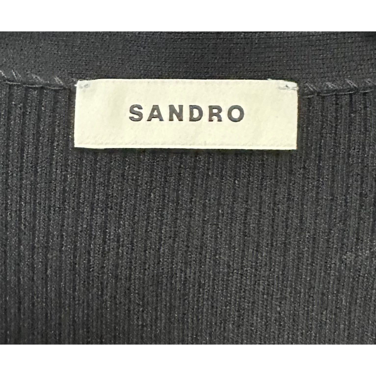 Sandro Temple Twisted Short Sleeve Sweater Black Size 2 US Medium New
