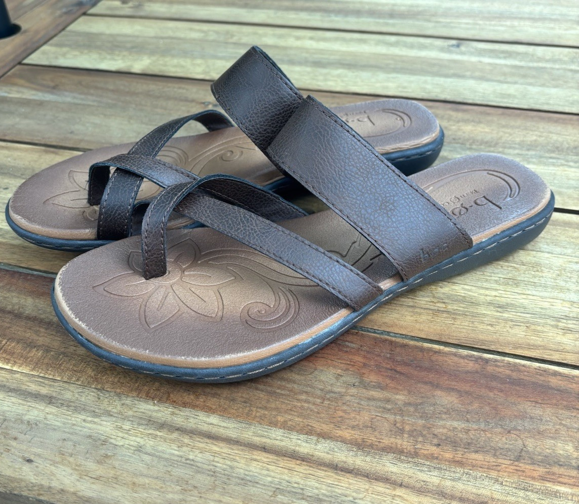 b.o.c. Women’s Brown Slide Sandals Slip On Strappy Comfort Logo Solid US 9