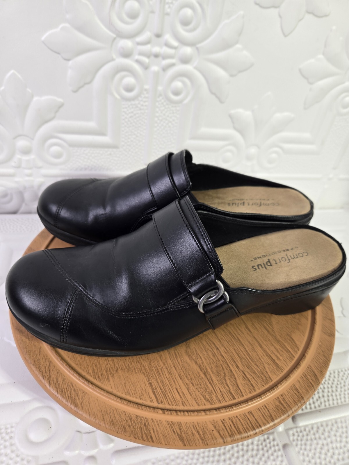 COMFORT PLUS By Predictions Black Wedge Slip-On Clogs Women’s Size 11