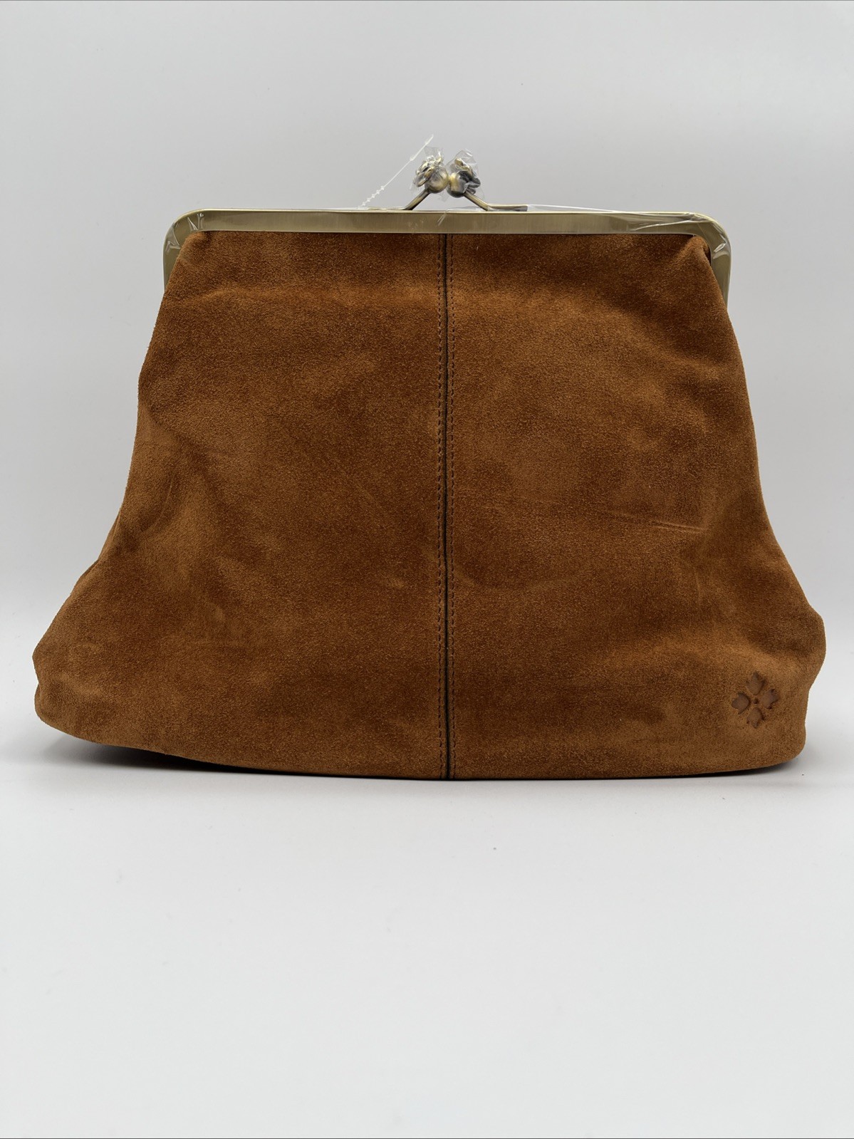 Patricia Nash Large Suede Serafina Frame Kiss-Lock Bag – Cognac Suede
