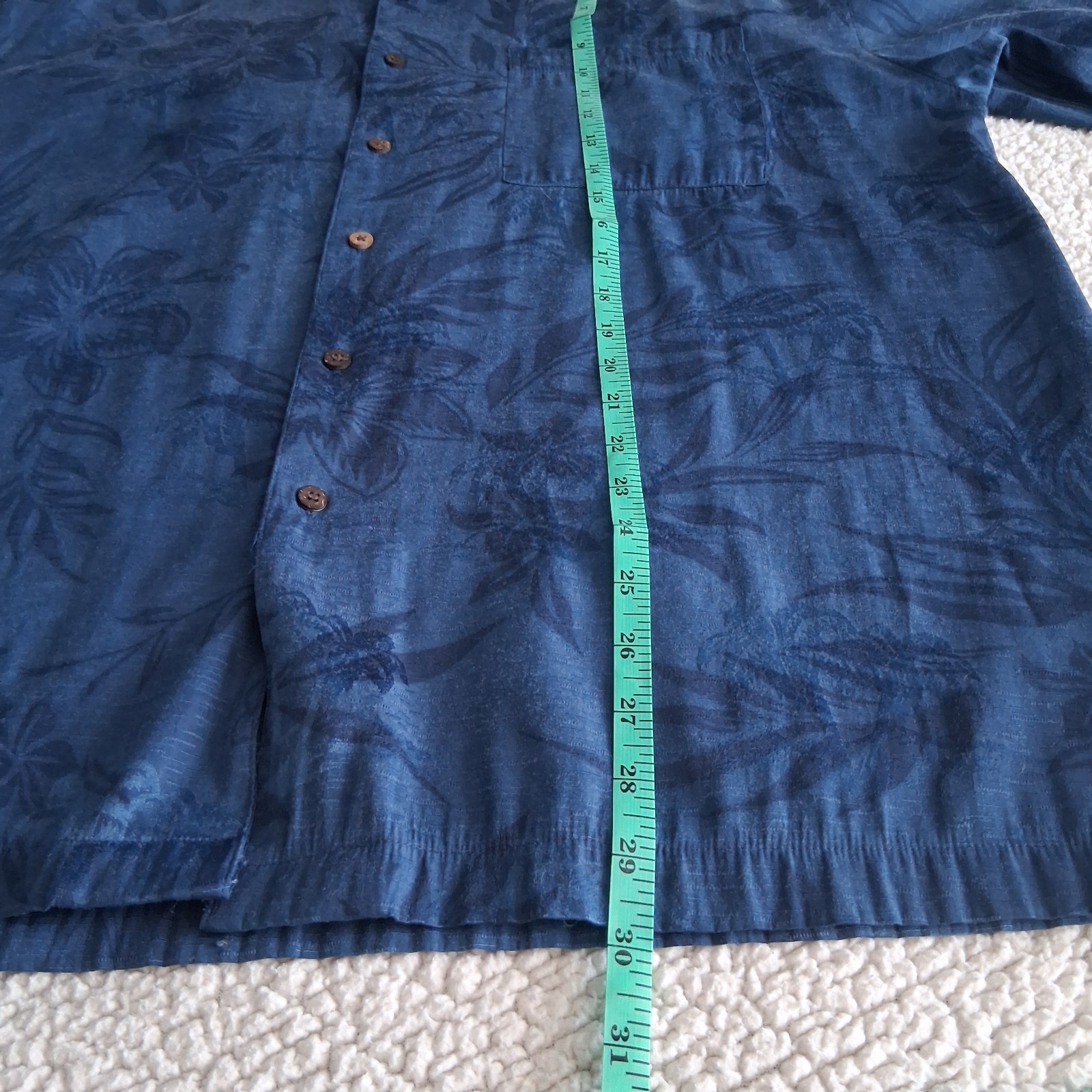 Mens Hawaiian Shirt Size XL Montage Collection Blue Polyester & Rayon