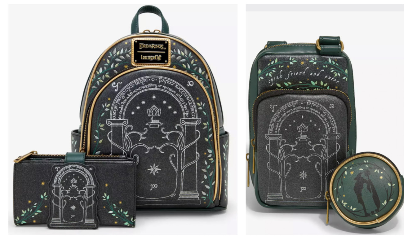 EXCLUSIVE Loungefly Lord Rings LOTR Doors Durin Backpack Sling Wallet GLOW 3PCS