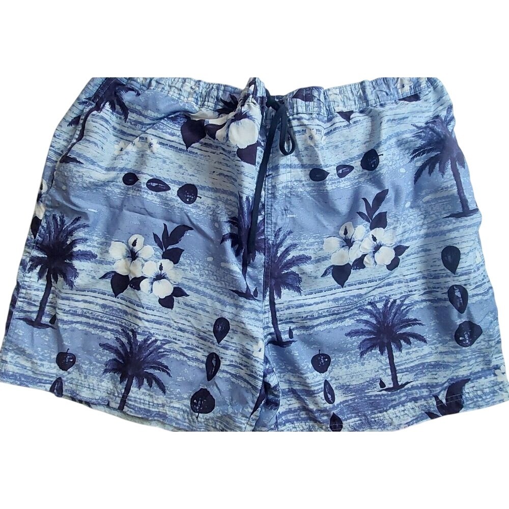 Sand n Sun Men’s XL (40-42) Swim Trunks Shorts, blue and white SWIMMING #230C