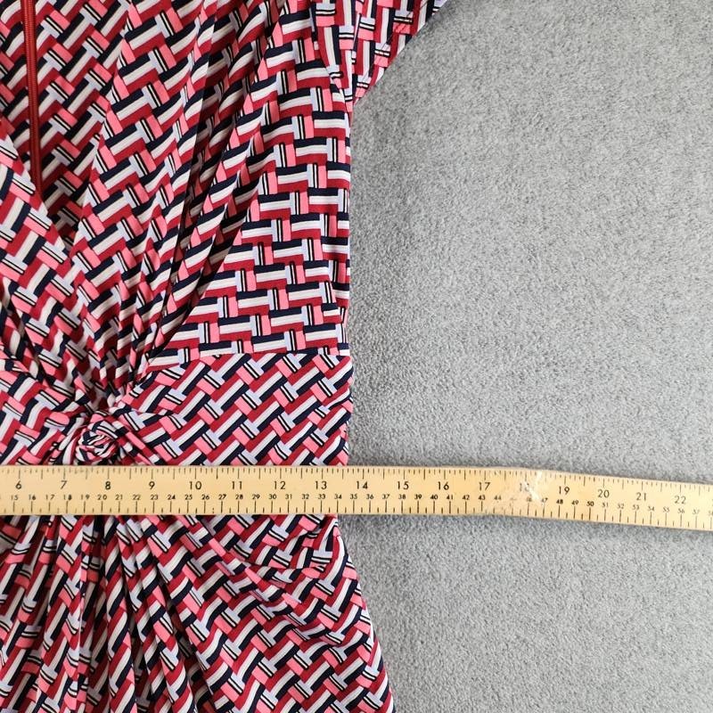 Vince Camuto Twist-Front Cap-Sleeve Jumpsuit Women’s M Red Multi Zipper Closure