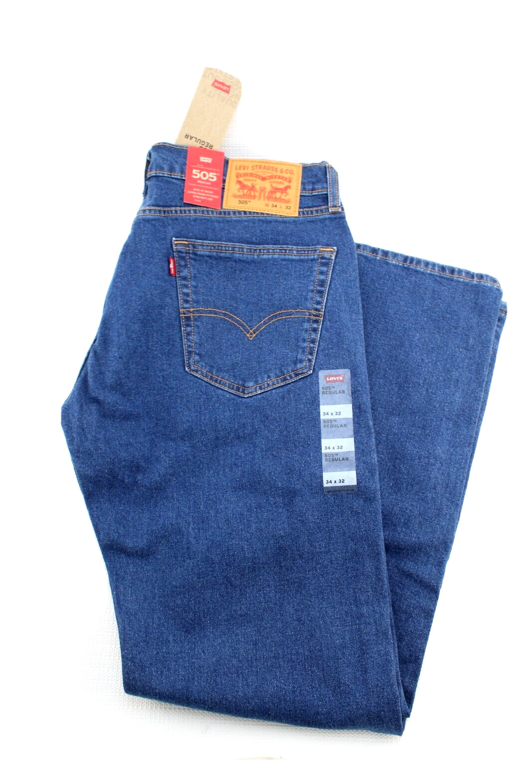 LEVI’S 505 Regular Size 34 x 32 Medium Blue Room At Thigh Men’s Jeans RETAIL $69