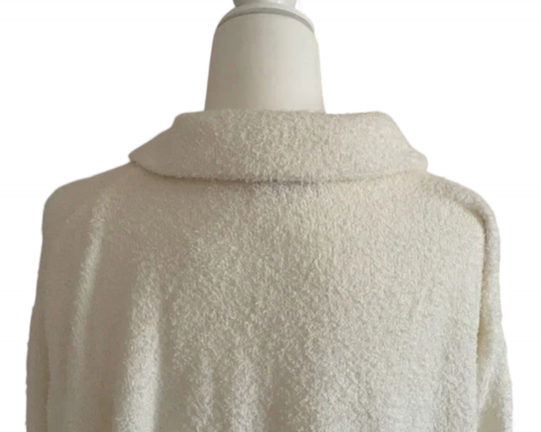 SHOW ME YOUR MUMU Off-White Sherpa Fleece SADIE PULLOVER SWEATER Gold Zipper S