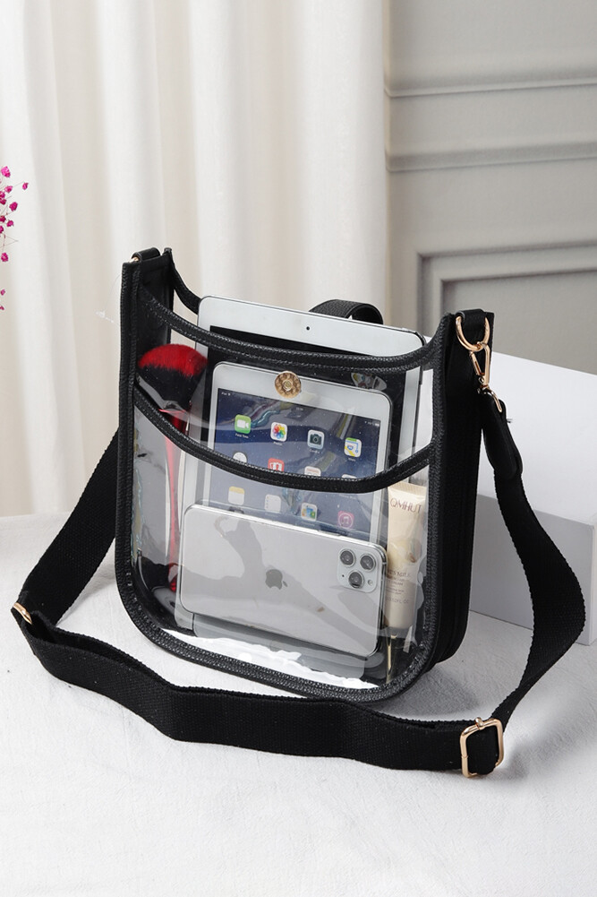 UNNI Transparent Clear Stadium Approved Solid Color Colorful Trim Crossbody Bag