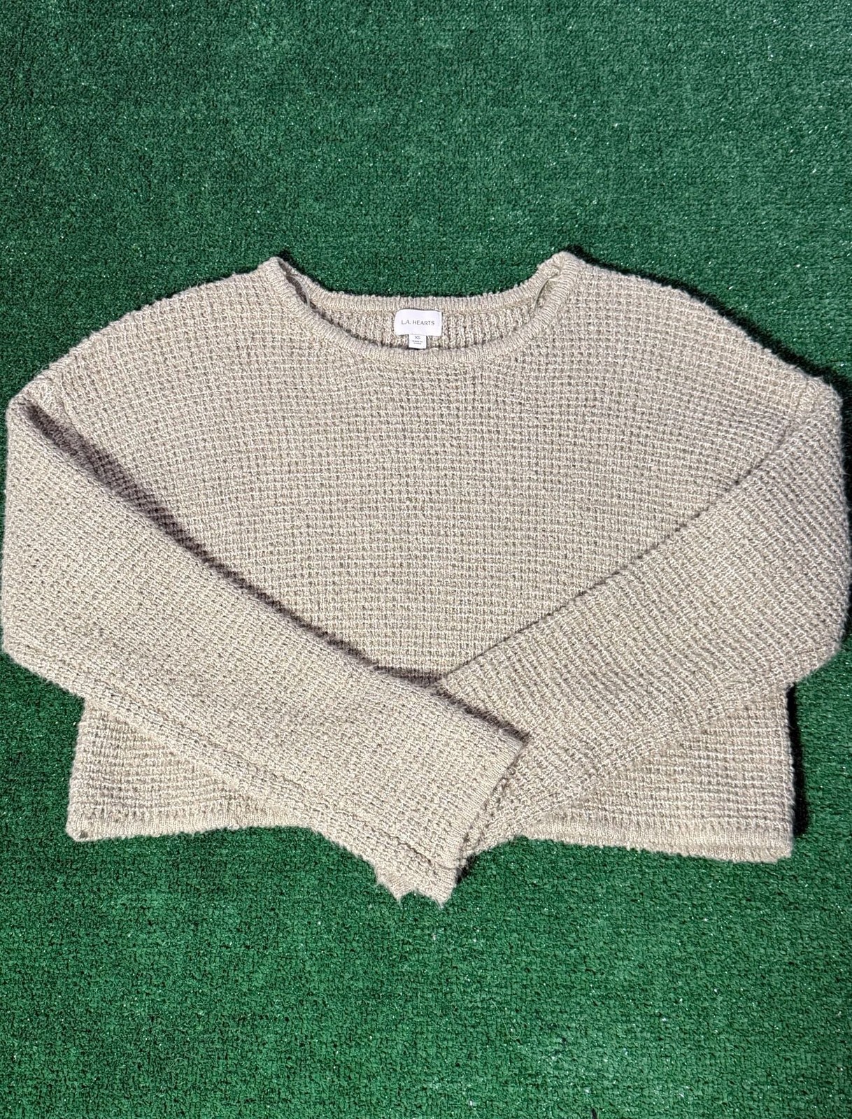 L.A. Hearts Waffle Knit Crewneck Cropped Sweater size XS