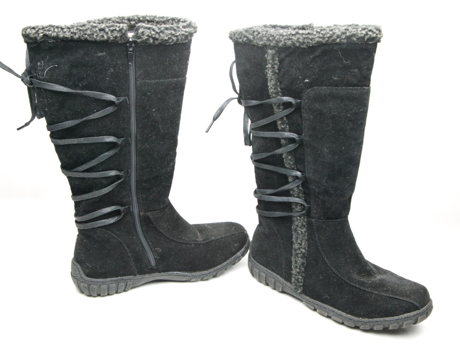 Safiyam Women’s Black High Boots All Man Made Material With Faux Fur. Size 8. EX