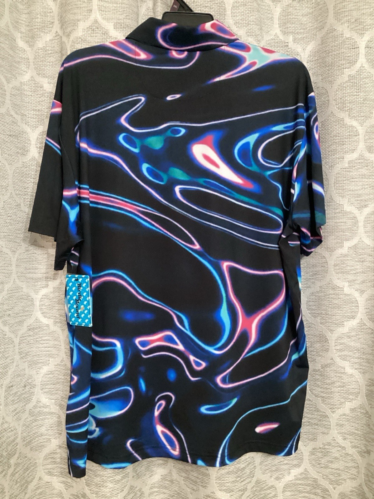 Birdie Bound Polo Men’s 2XL Psychedelic Abstract Print Short Sleeve Stretch NEW