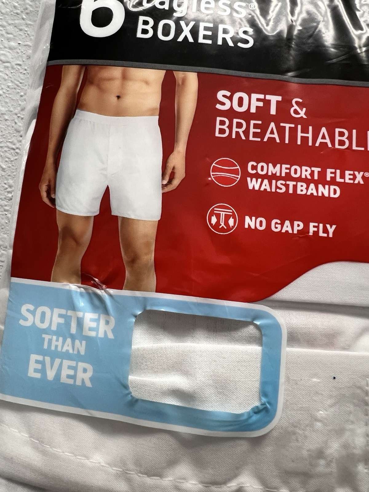 6-Pack HANES Men’s S/P Tagless Woven White Boxers Soft Breathable No Gap Fly