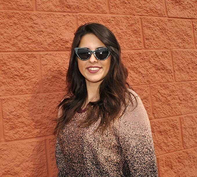 BLACK CAT EYE WHITE POLKA DOTS SUNGLASSES DARK GREY SMOKE LENS WOMEN UV400