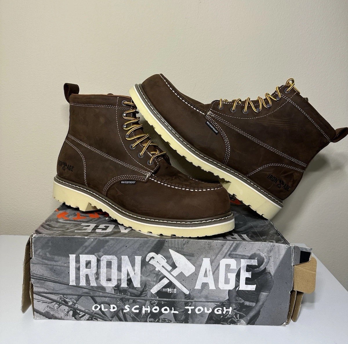Iron Age Steel Toe Oil Resistant Work Boots Men Size 14