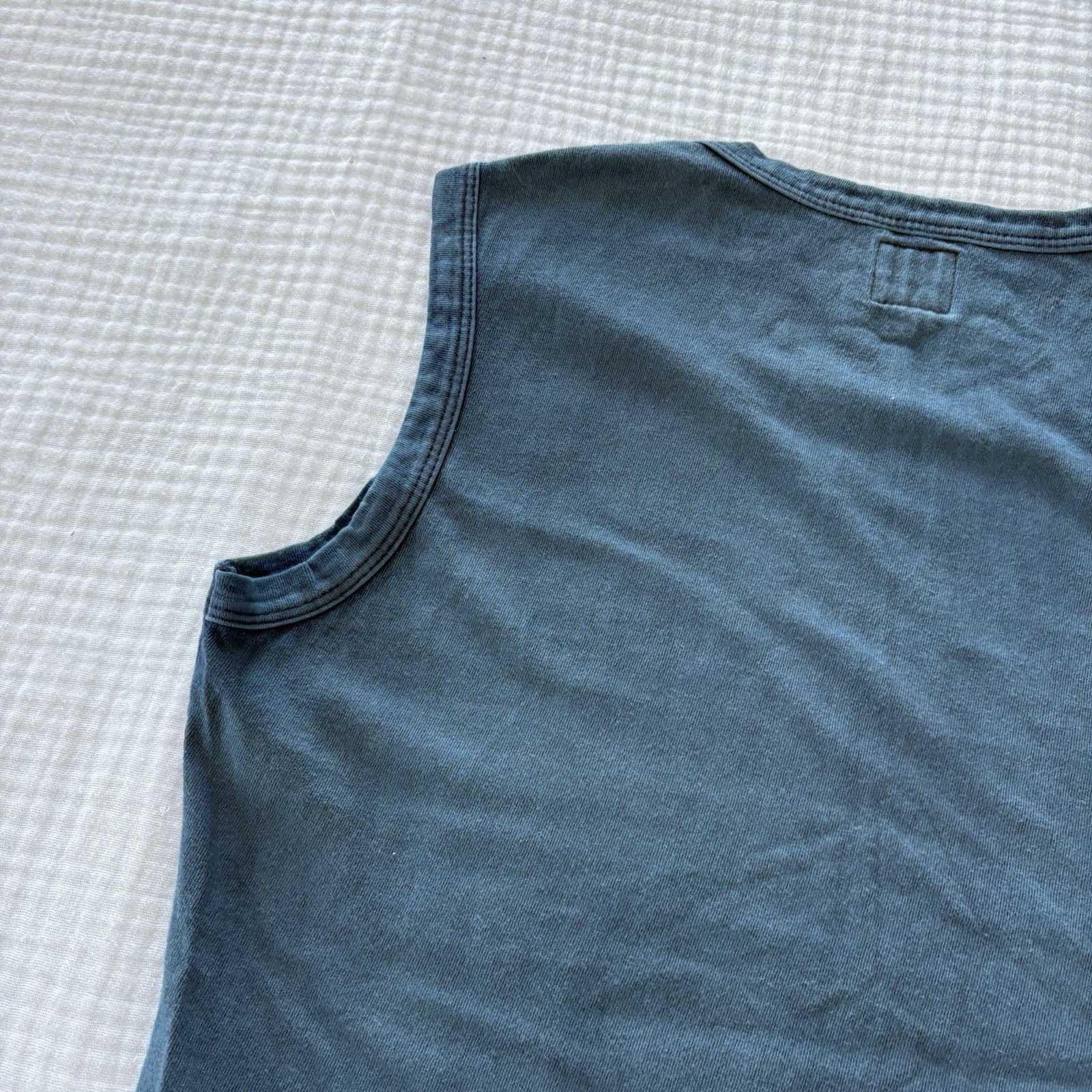Miss Sixty Graphic Tank Top Y2K Teal Blue Pink Face Print Velvet Devore Small