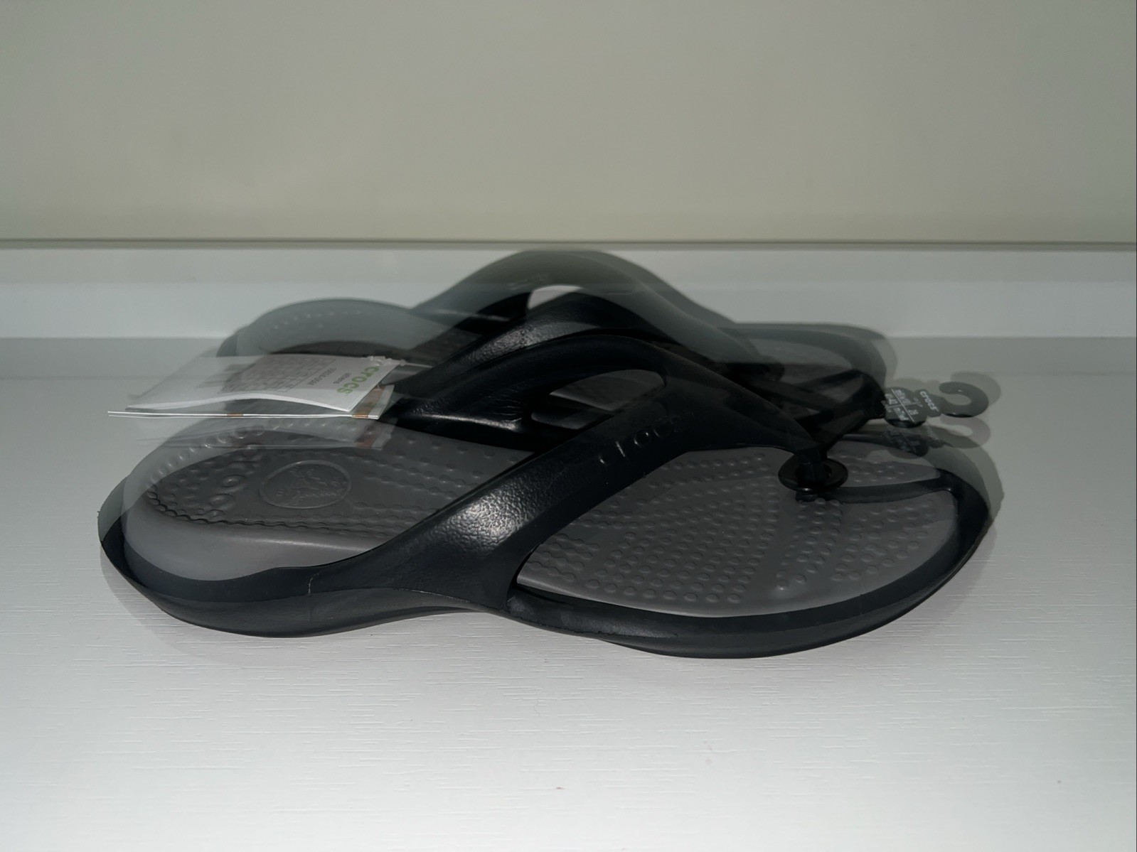 CROCS Sandals Black Athens Comfort Squish Unisex M8|W10 Gray footbeds NEW