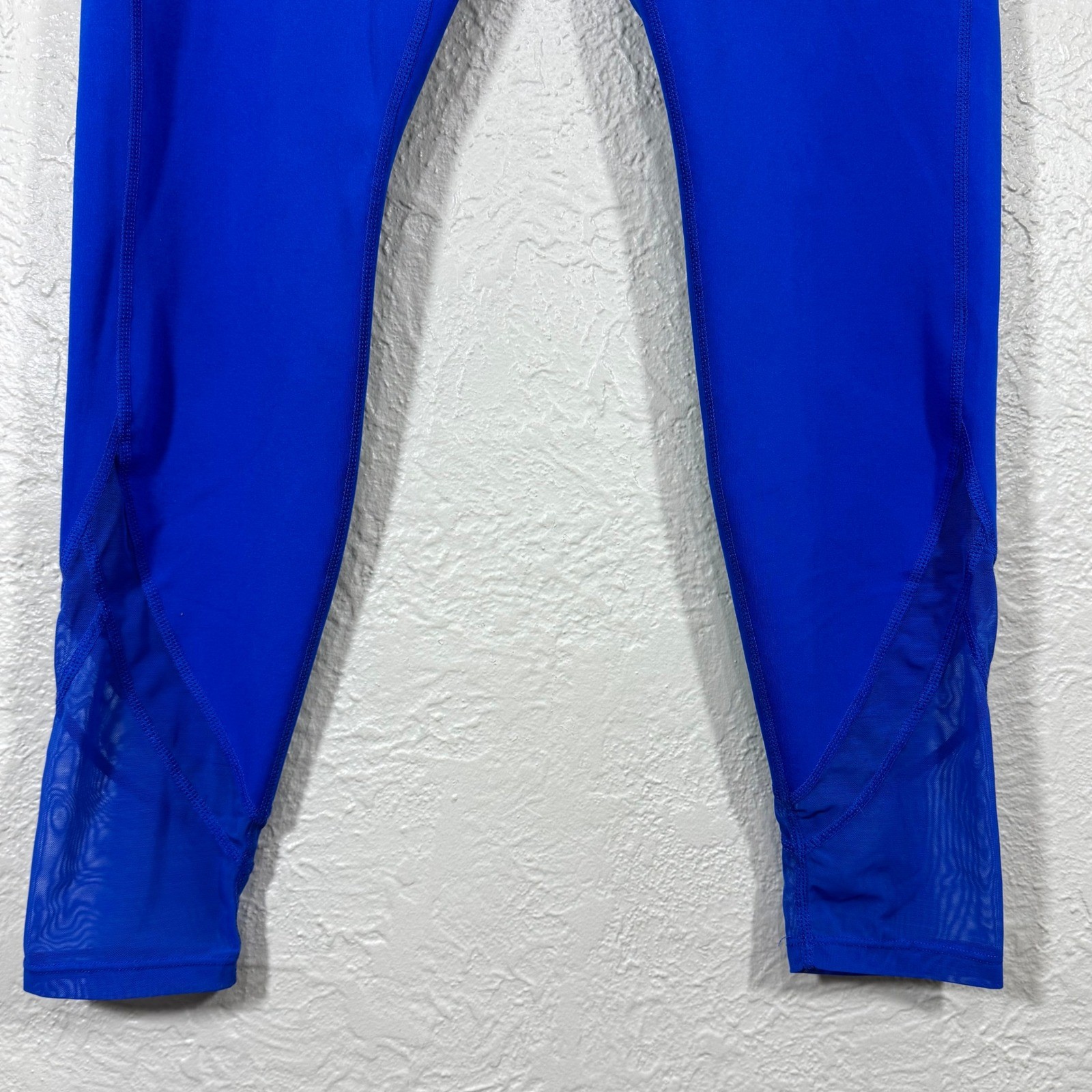 Yvette Leggings Large Royal Blue Mesh Compression Hi Rise Tennis Prep Yoga Gym