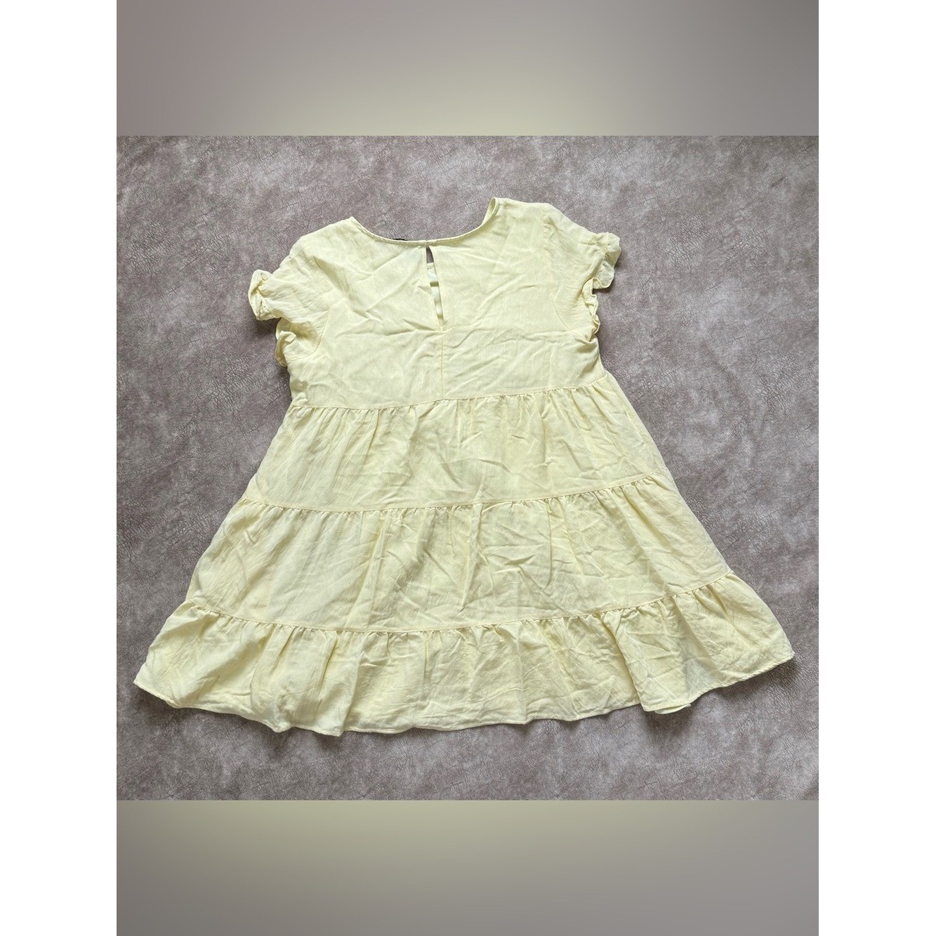 Sugar Lips Yellow Babydoll Mini Dress Tiered Ruffle Cottagecore Size Large