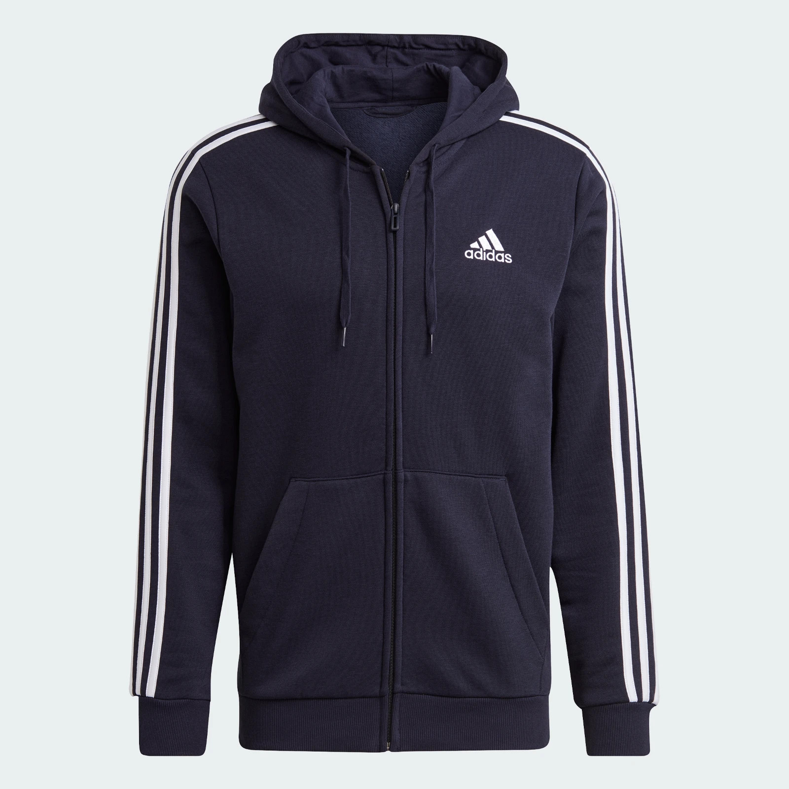 adidas men Essentials Fleece 3-Stripes Full-Zip Hoodie GK9051