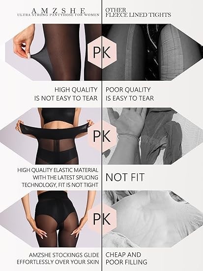 Indestructible Rip Resistant Tights for Women Sheer Black Control Top Pantyhose