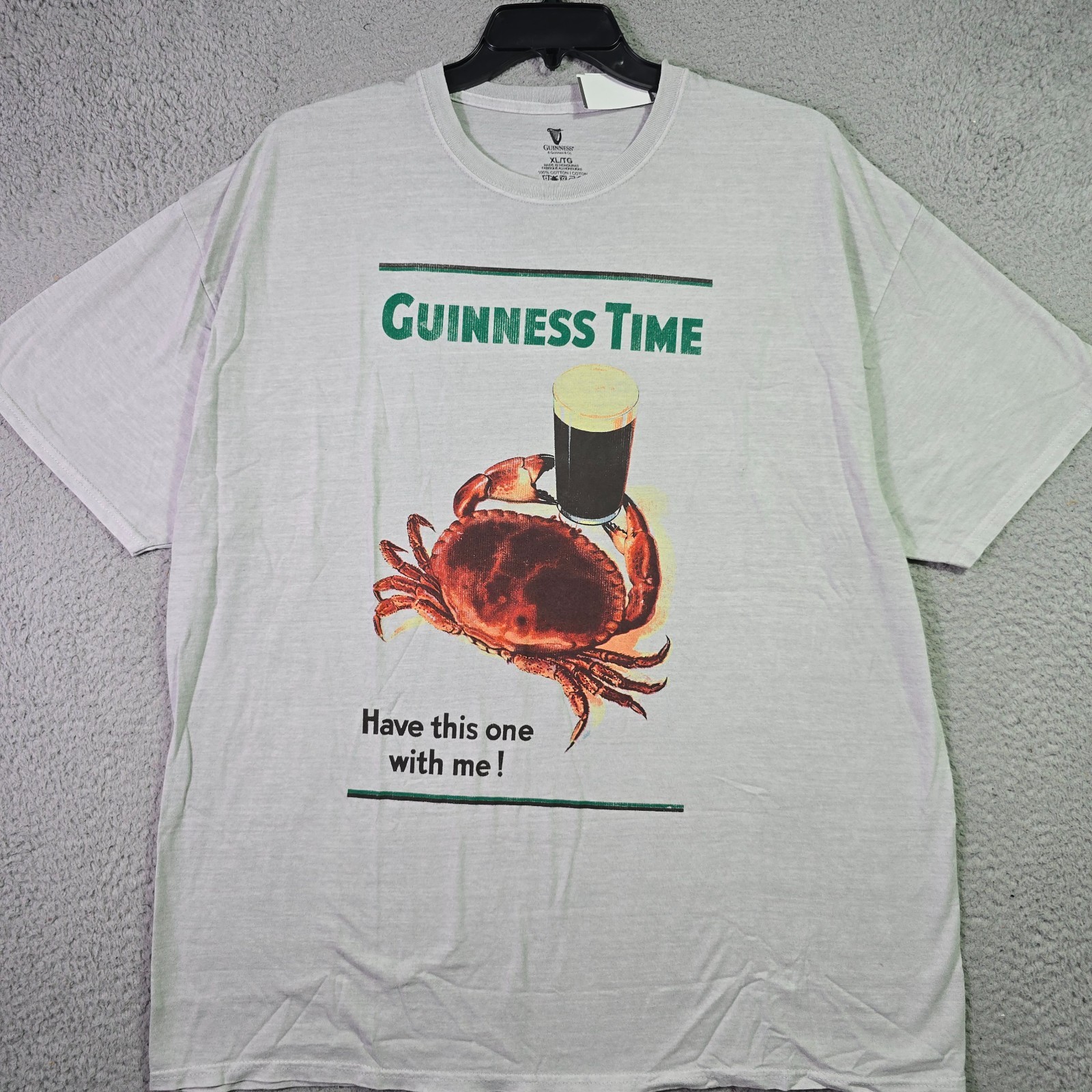 GUINNESS IRISH BEER SHIRT MENS XL Gray IRELAND Distressed Crab Brew CASUAL NWT