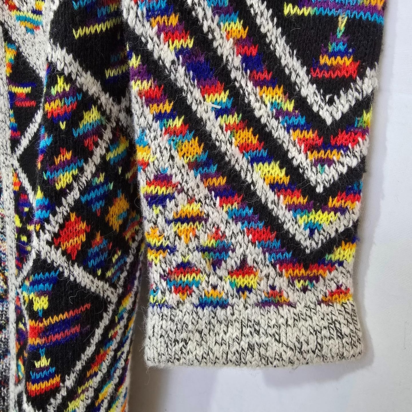 Northern Angel Women’s L XL Hoodie Cardigan Sweater BOHO Aztec Art To Wear