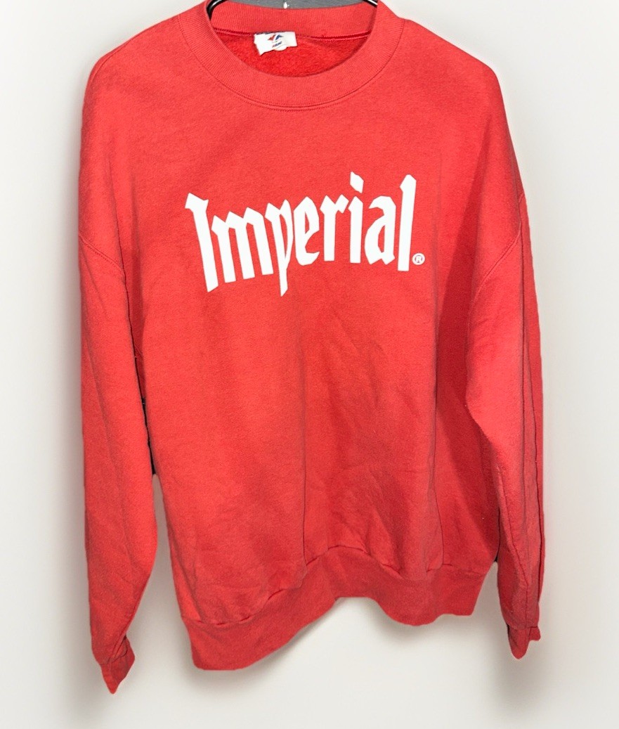 Vintage 90s Imperial Skateboarding Sweatshirt Adult XL Red Y2K Grunge STAINED