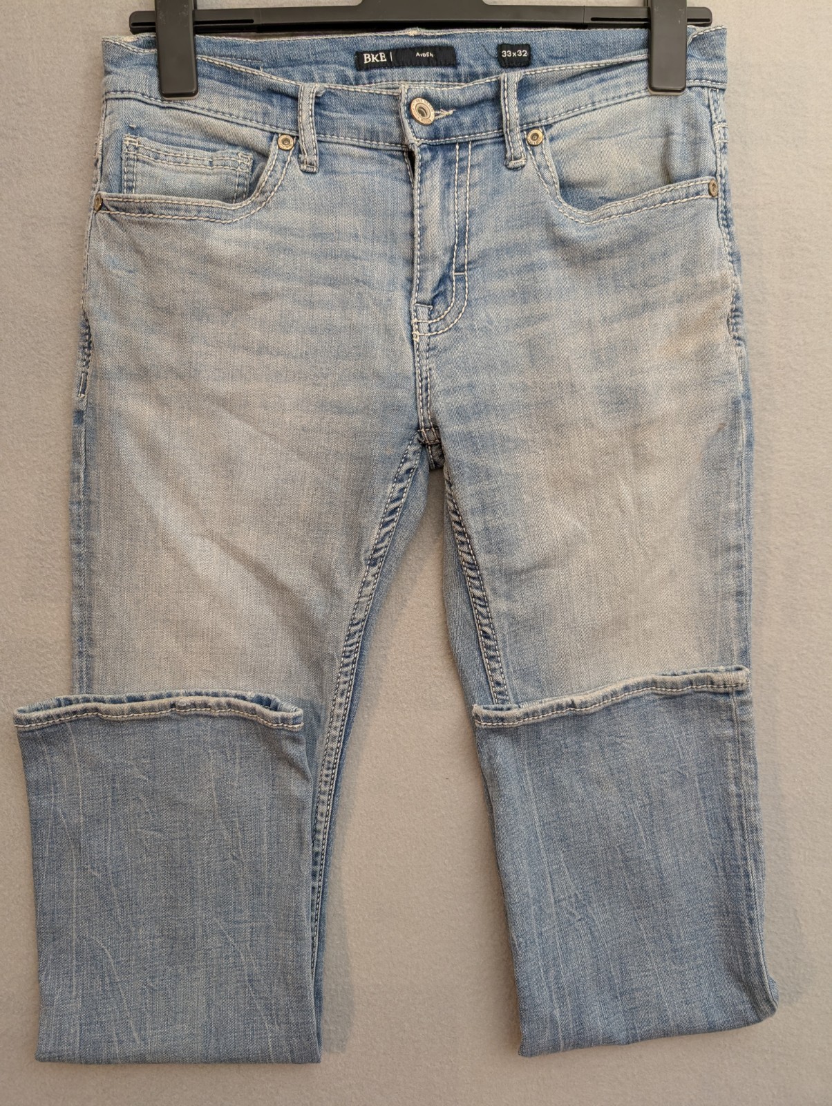 BKE Aiden Jeans Mens 33×32 Light Wash Stretch Bootcut Denim