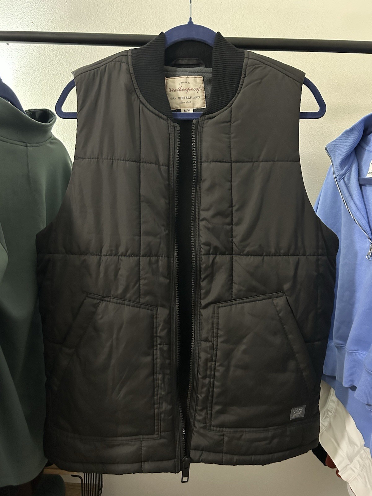 Weatherproof Men’s Black Quilted Puffer Vest Full Zip Stand-Up Collar M