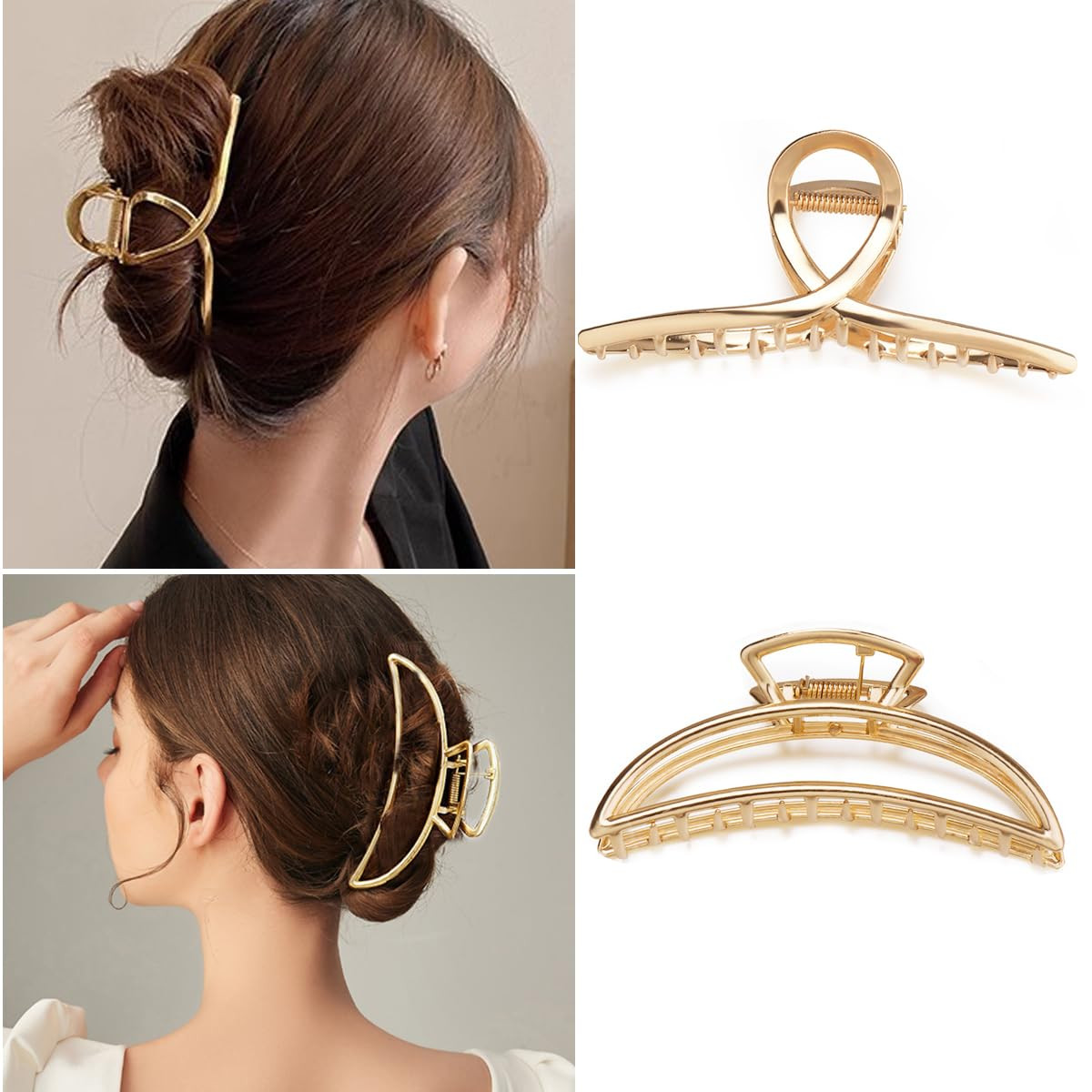 4 Pack Large Metal Hair Clips for Thin to Thick Curly Hair, 4.3 Inch Big Nonslip