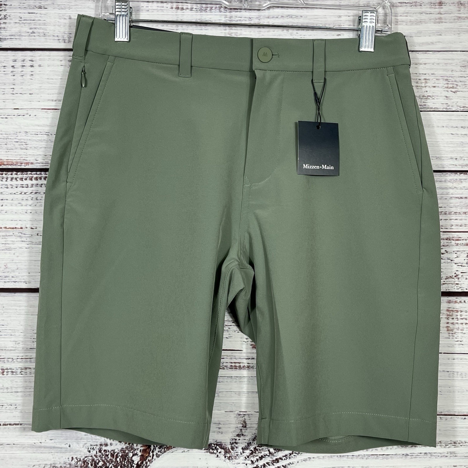Mizzen Main Helmsman Slim Shorts Mens 30×9 Sea Spray Green Performance Chino