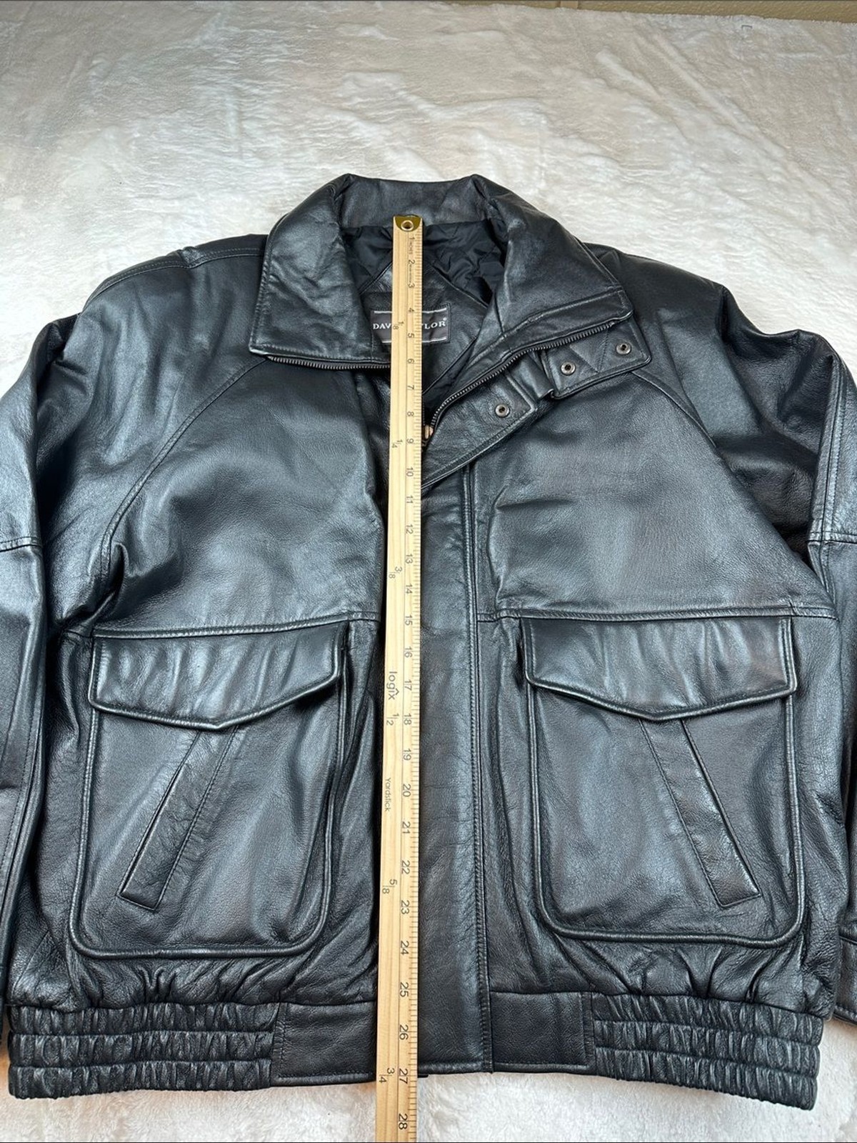 David Taylor Genuine Leather Bomber Jacket Black Men’s Large L Insulated | Biker