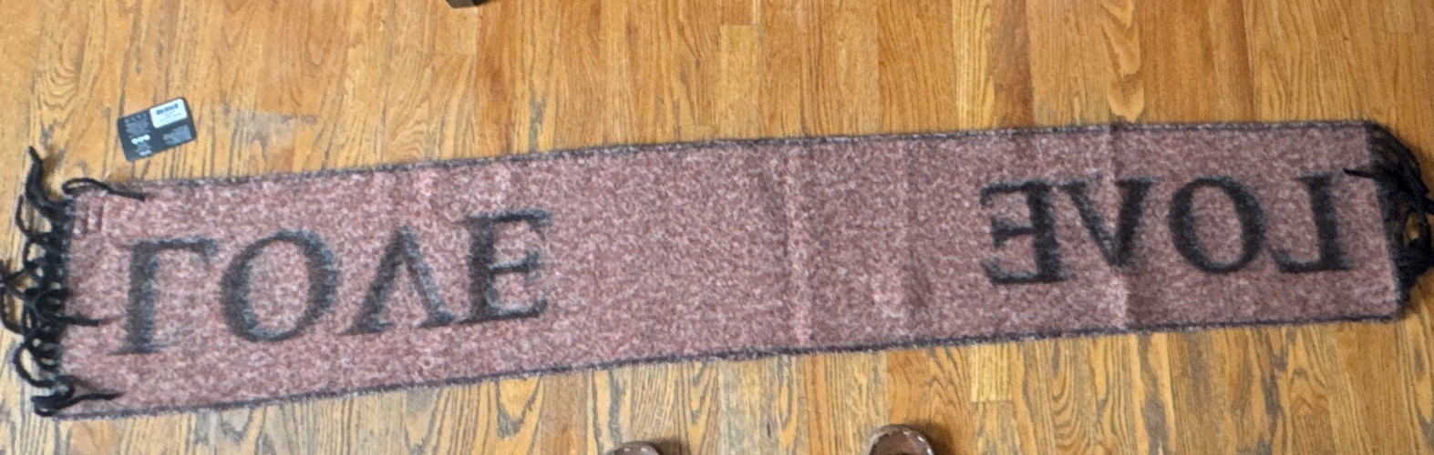 Sprigs Women’s Black Faux Fur Rectangle Scarf “LOVE” Fringe Neck Warmer 1‘ x 6‘