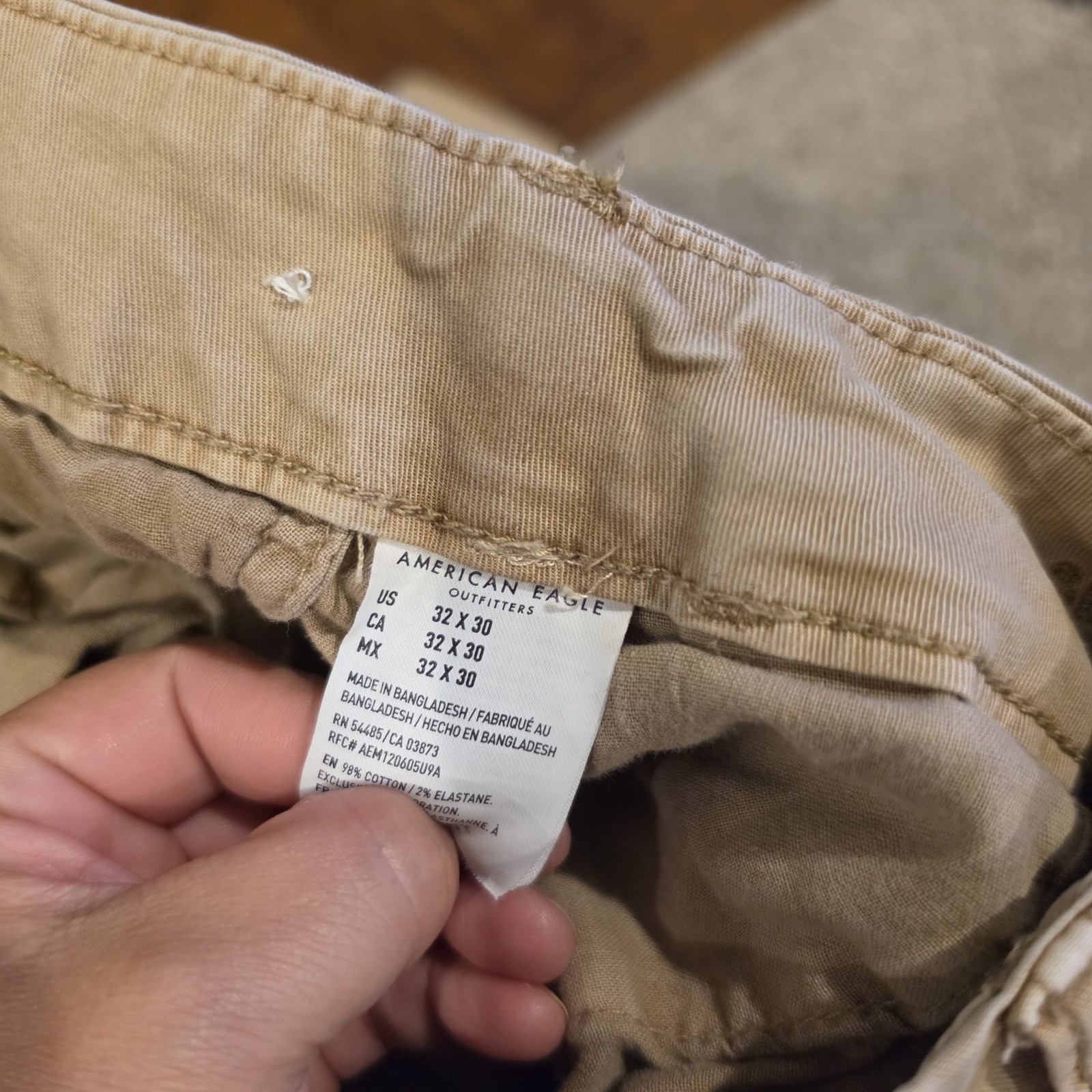American Eagle Next Level Flex Beige Twill Chino Pants Men’s 32 Waist Slim Fit