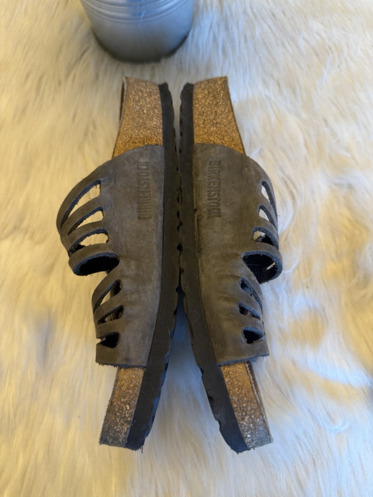 Birkenstock Granada Dark Gray Brown Oiled Leather Comfort Sandals Sz 37 US 6-6.5