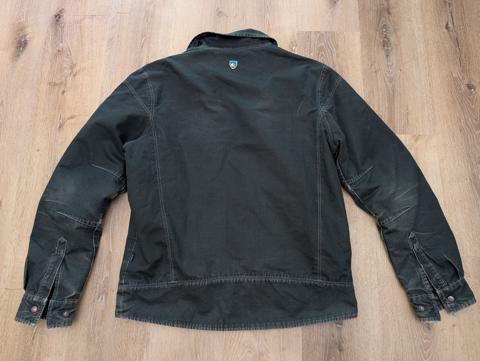 Kuhl Full Zip Burr Jacket Green VTG Patina Dye Soft Brushed Outerwear Work Men L
