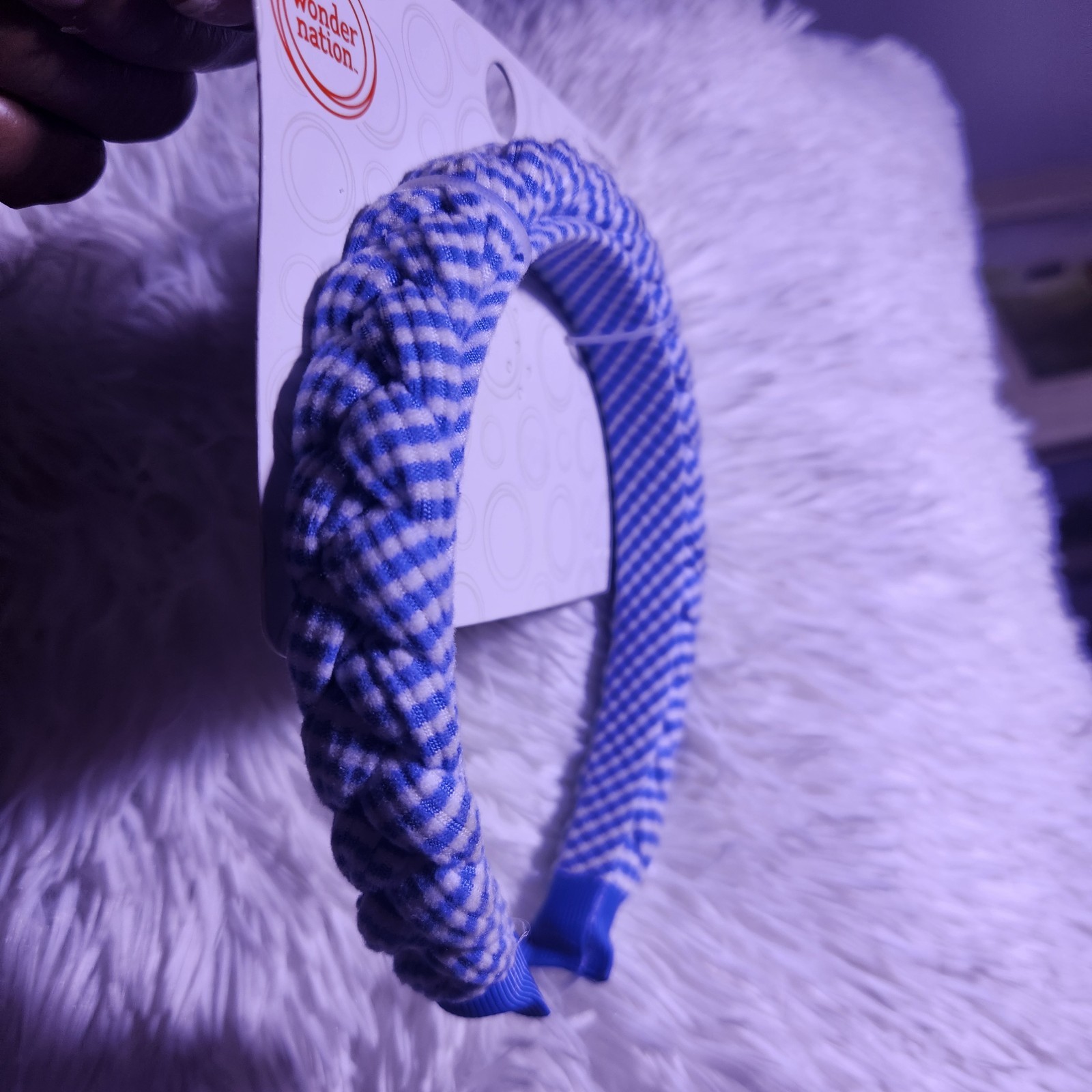 Wonder Nation Women’s Braided Striped Headband Blue/White Fabric & Plastic
