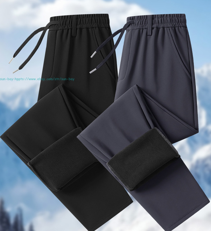 Winter Men Fleece Lined Joggers Pants Workout Warm Trousers Casual Straight Pant