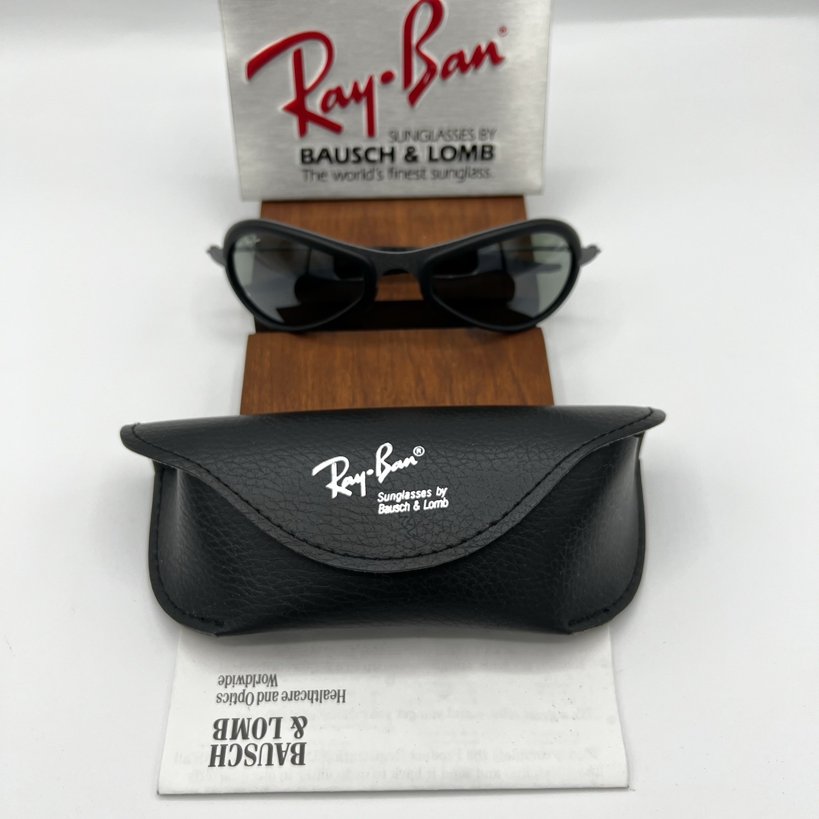 VTG B&L RAY-BAN W2378 G15 MATTE-Gray ORBS COMBO DELUXE Metal Black Rubber NOS